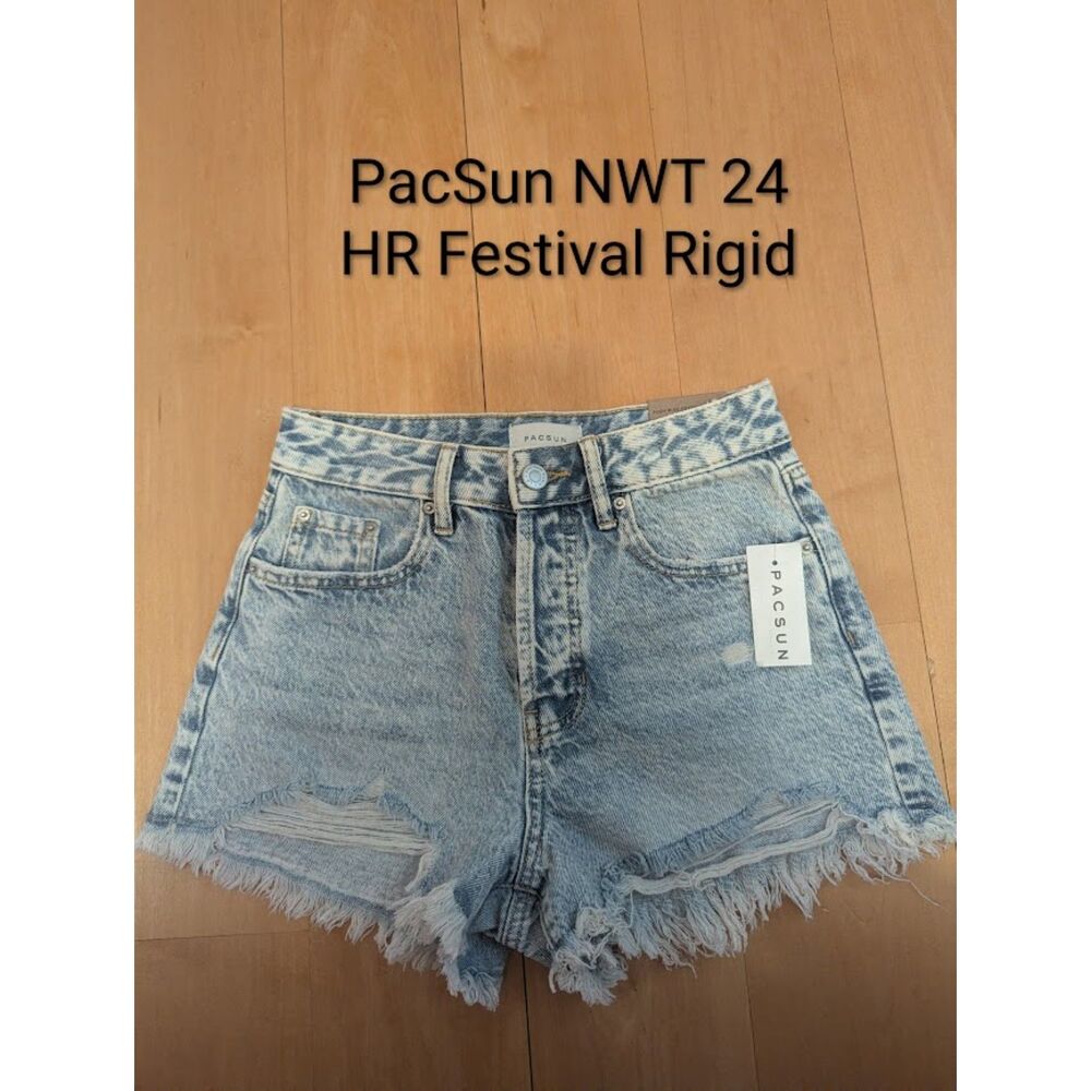 Bundle THREE PacSun Shorts sz 24 NWT / EUC Denim Jean Blue - Picture 2 of 5